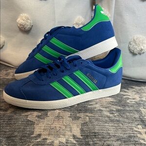 Adidas Gazelle Royal Blue with Neon Green Stripes